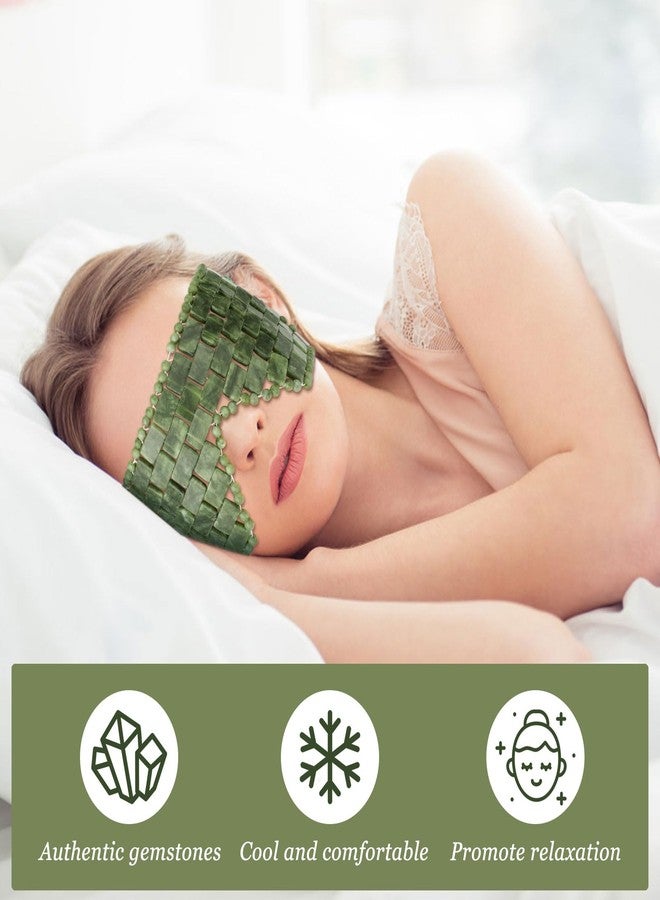 LazyGa Jade Eye Mask, 2Pcs Large Facial Cooling Mask with 100% Real Jade for Hot & Cold Therapy,Green Facial Eyes Sleeping Mask Relief Eye Cover by LazyGa - Image 2